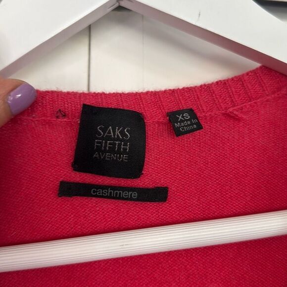 Saks 5th Avenue 100% cashmere pink neck sweater xs - Picture 4 of 11